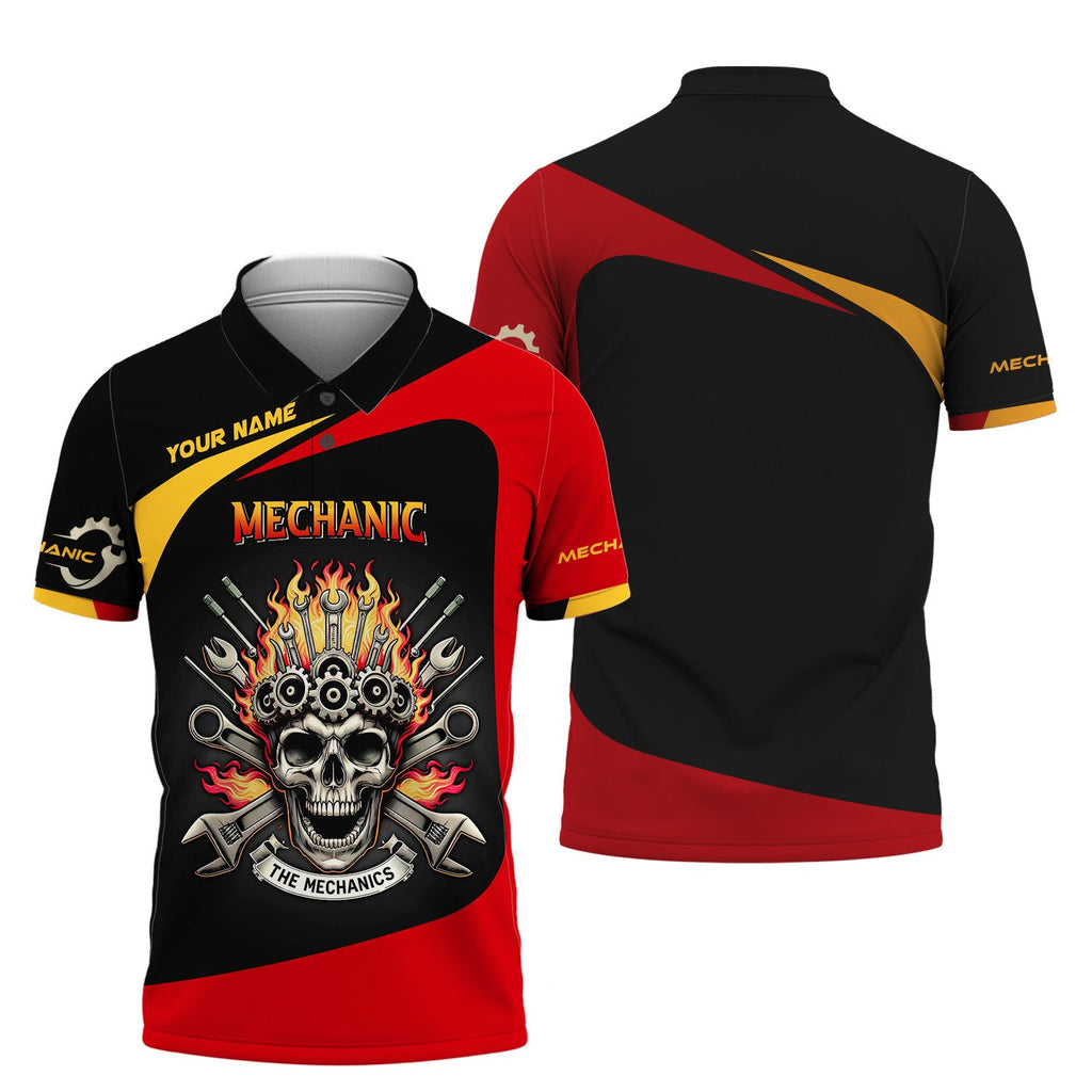 Skull Mechanic Custom Name 3D Full Print Shirt Gift For Mechanic