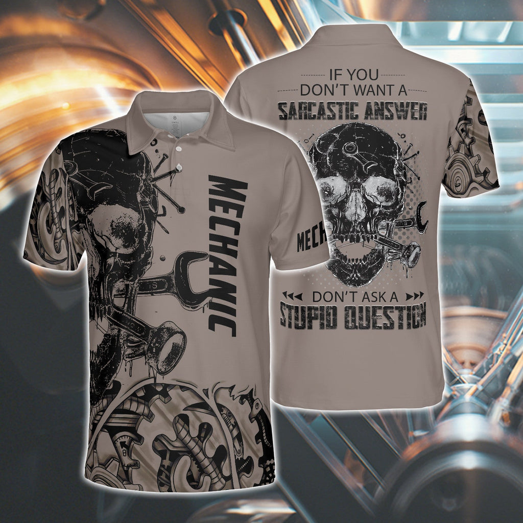 Mechanic Skull Polo Shirt For Men