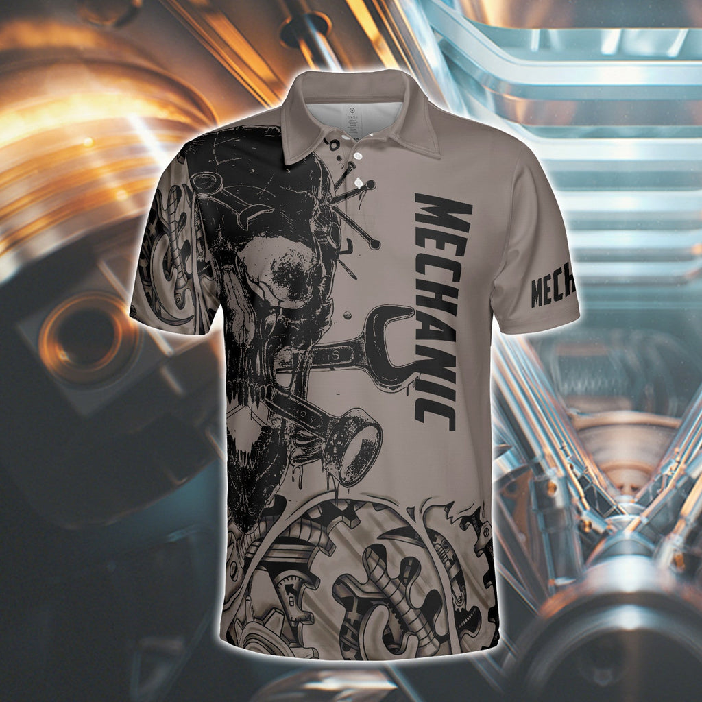 Mechanic Skull Polo Shirt For Men