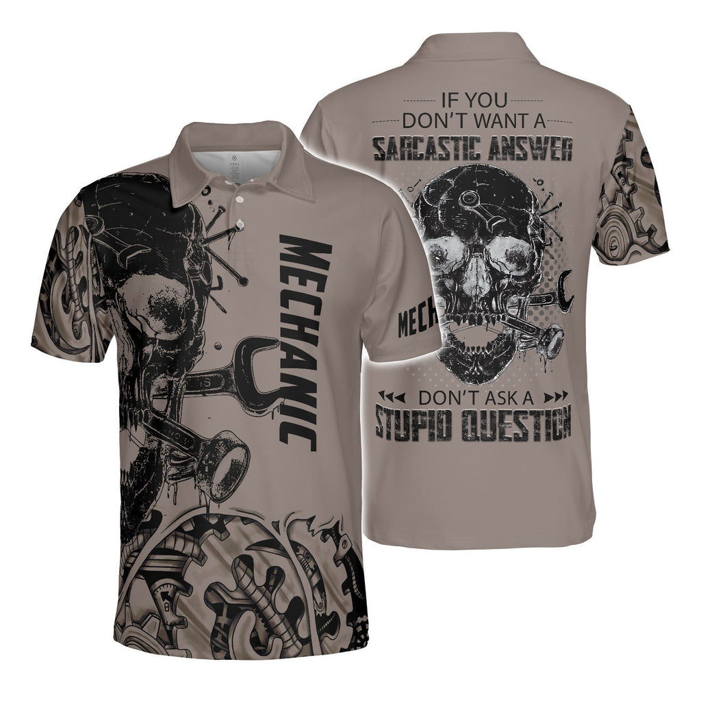 Mechanic Skull Polo Shirt For Men