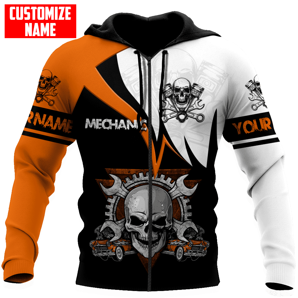 Mechanic Skull Custom Name Auto Mechanic Unisex Shirts