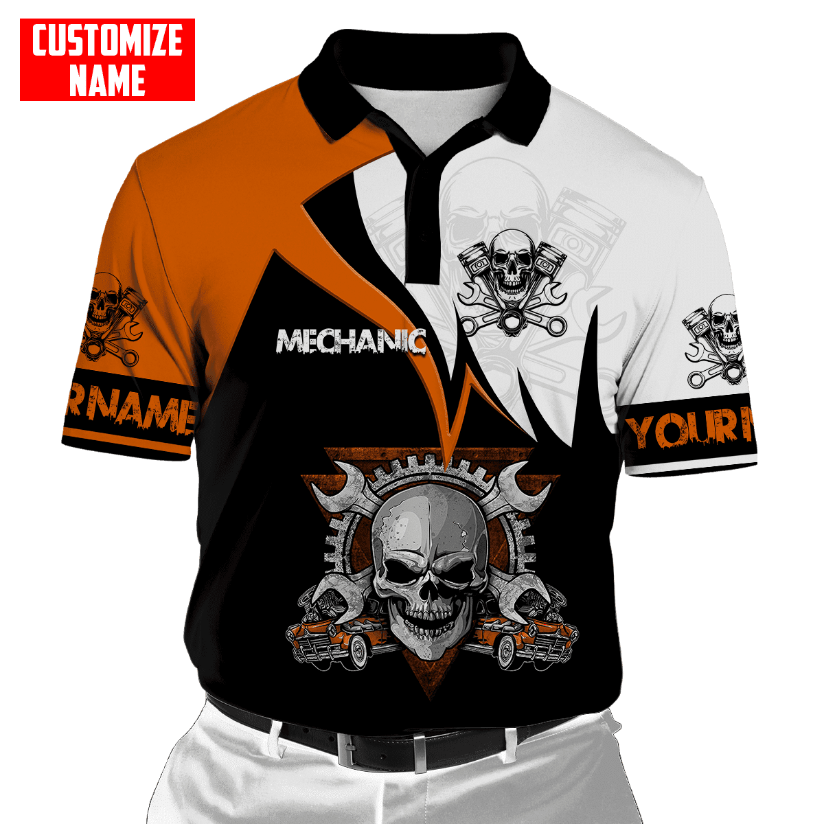 Mechanic Skull Custom Name Auto Mechanic Unisex Shirts