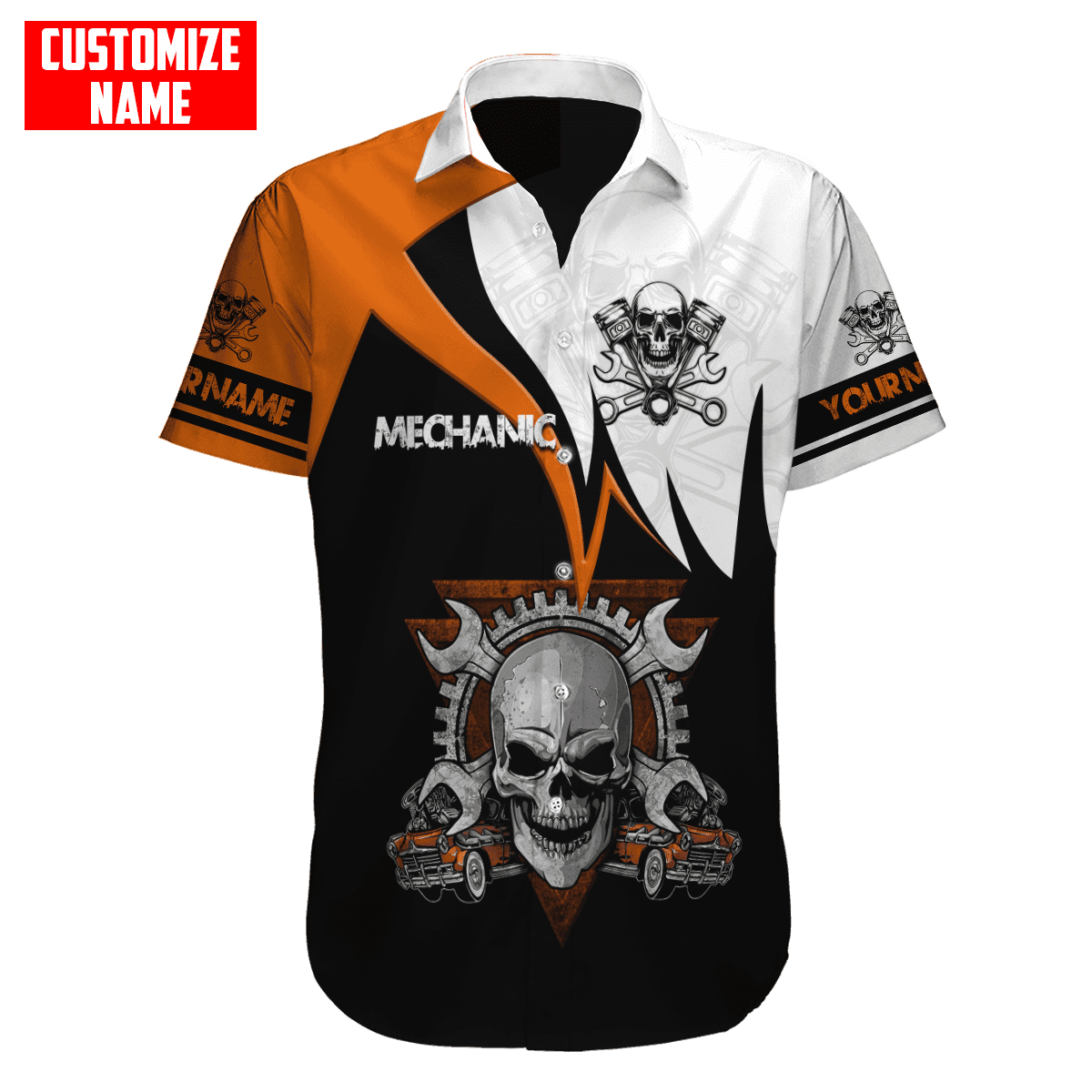Mechanic Skull Custom Name Auto Mechanic Unisex Shirts