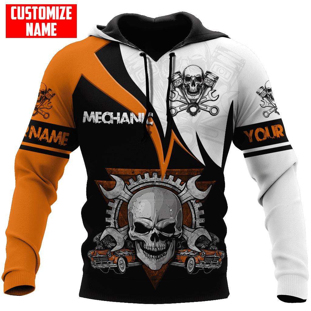 Mechanic Skull Custom Name Auto Mechanic Unisex Shirts
