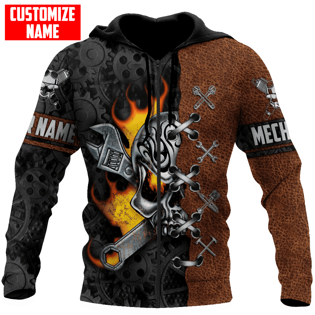 Customized All Over Printed Auto Mechanic Skull All Over Printed Shirt