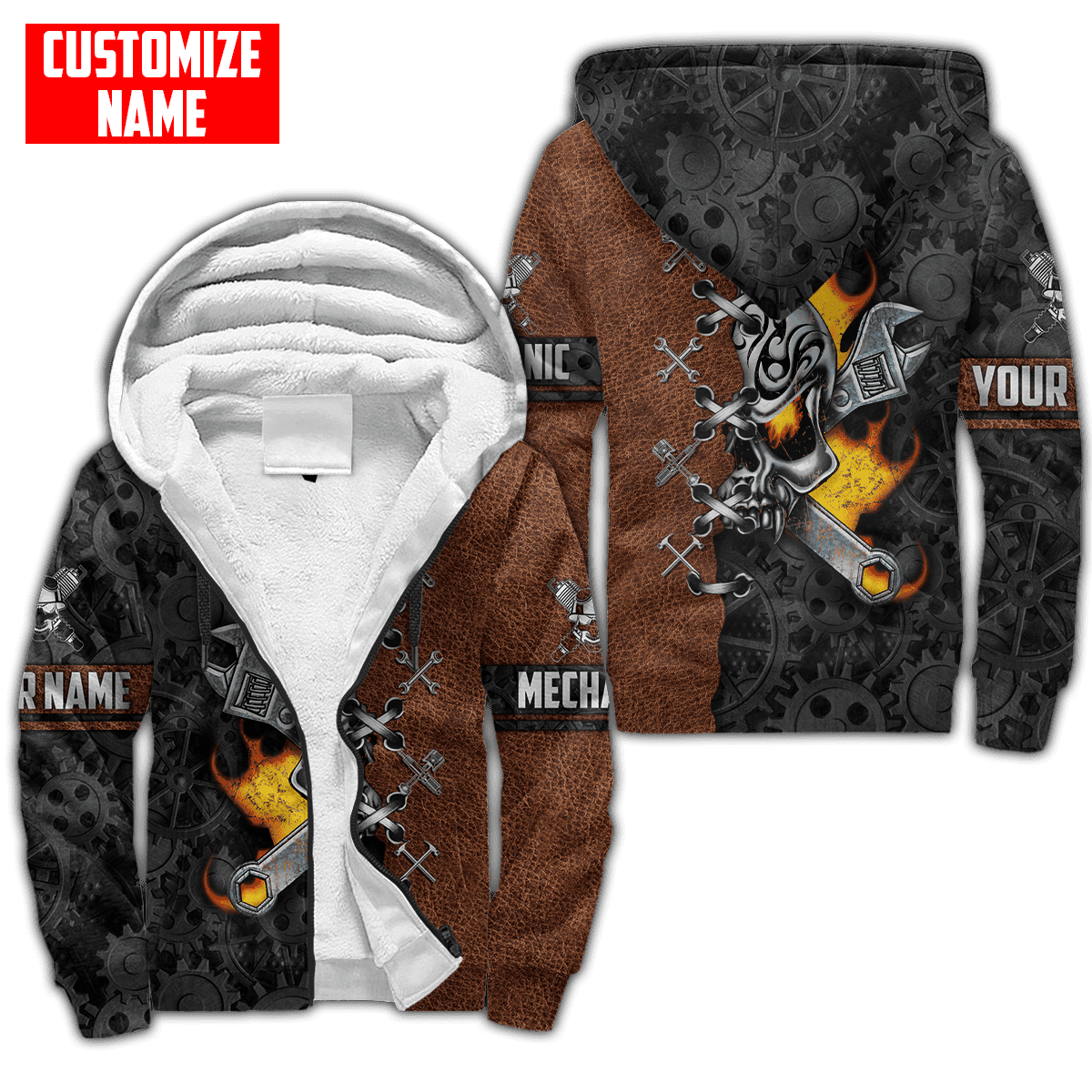 Customized All Over Printed Auto Mechanic Skull All Over Printed Shirt
