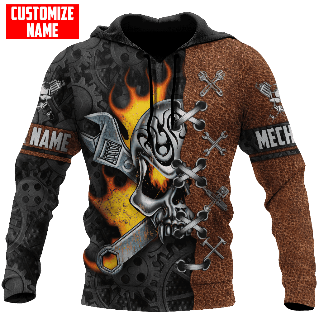Customized All Over Printed Auto Mechanic Skull All Over Printed Shirt