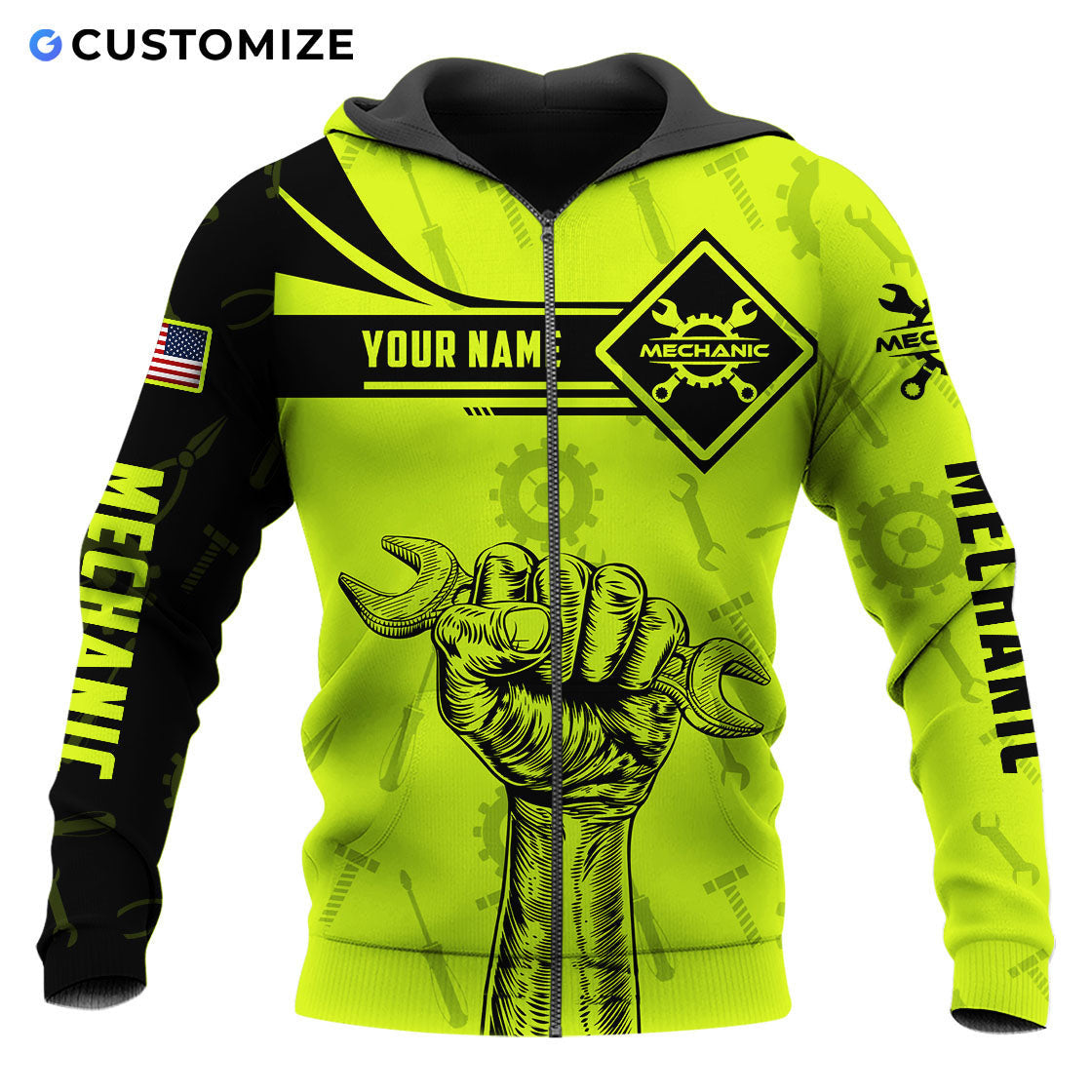 Mechanic Is Hero Personalized Name Flag 3D Over Printed Shirts No