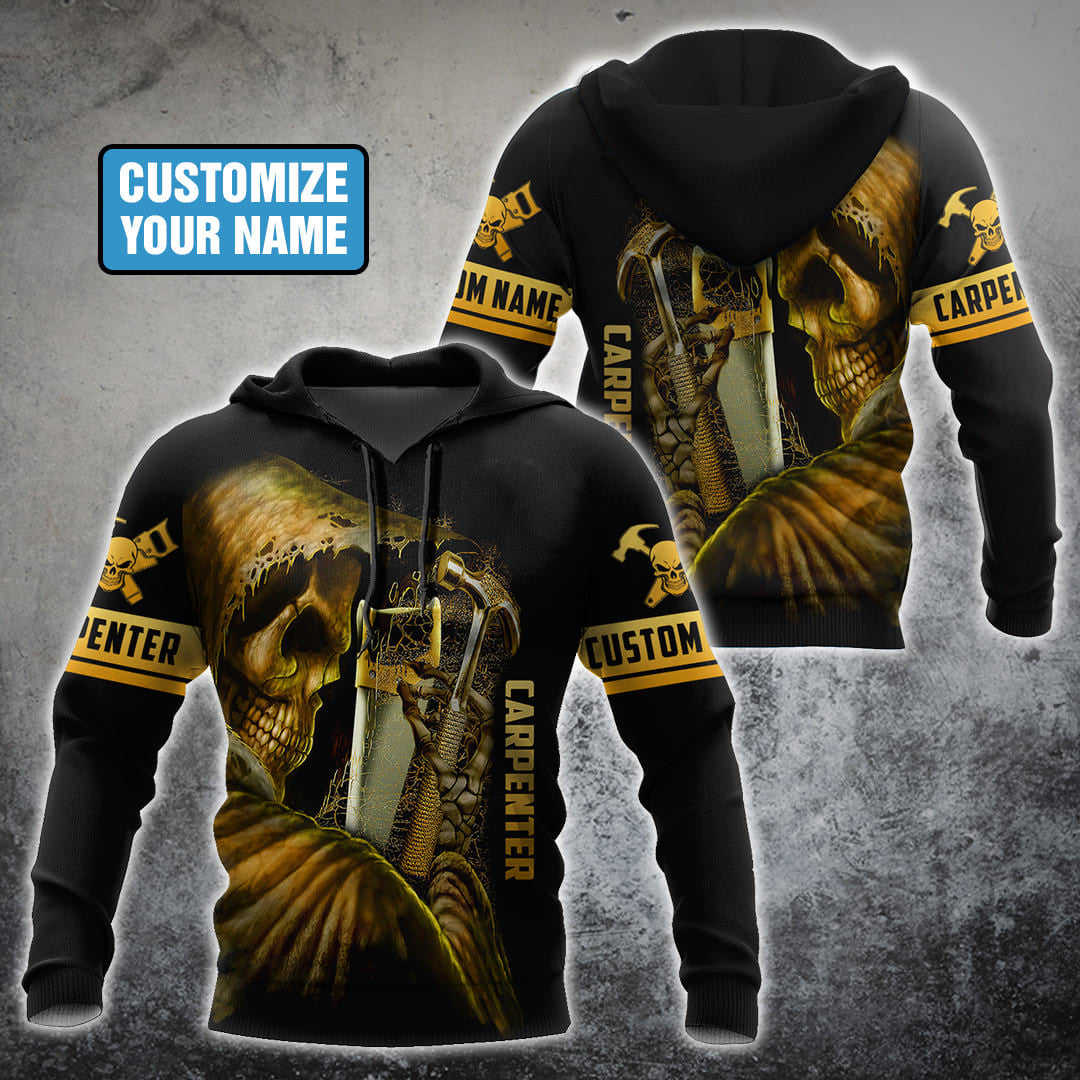 Personalized Name Carpenter Unisex Shirts Golden Skull