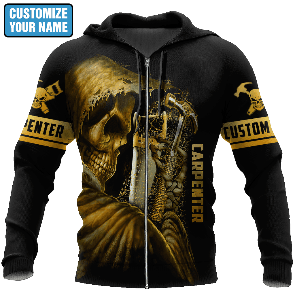 Personalized Name Carpenter Unisex Shirts Golden Skull