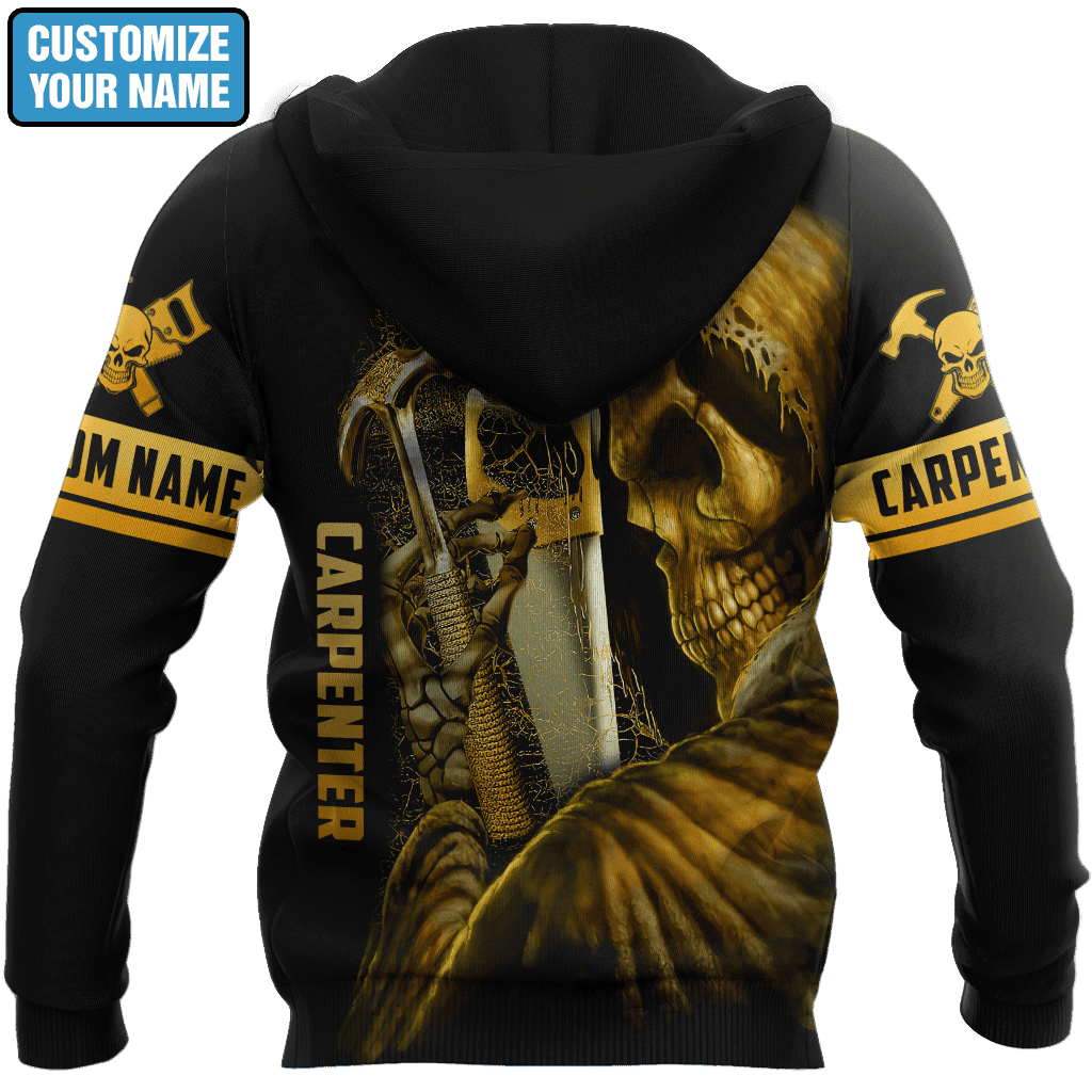 Personalized Name Carpenter Unisex Shirts Golden Skull