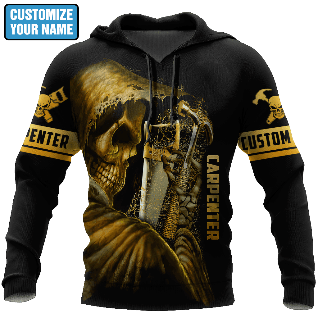 Personalized Name Carpenter Unisex Shirts Golden Skull