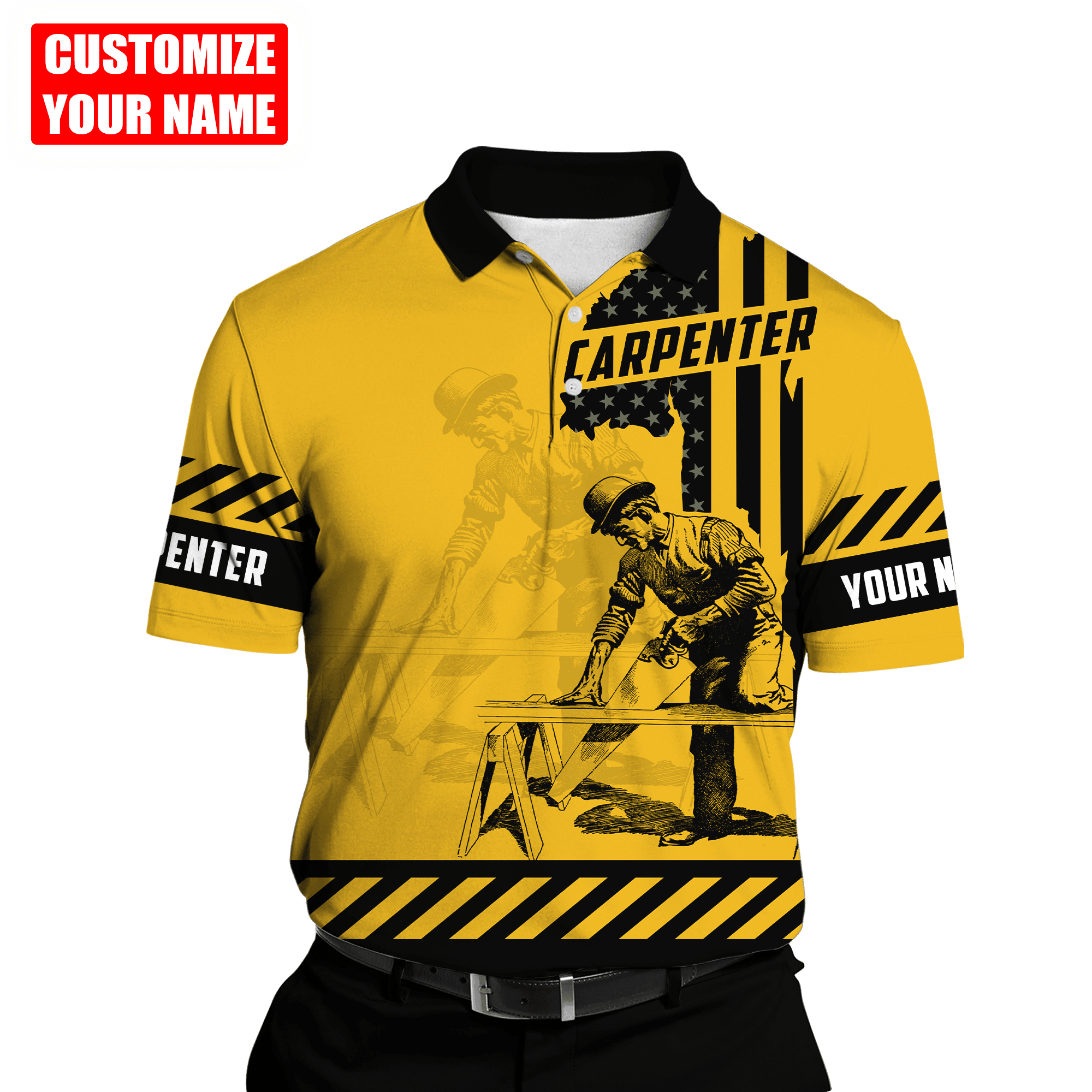 Personalized Name Carpenter Unisex Shirts Yellow Ver