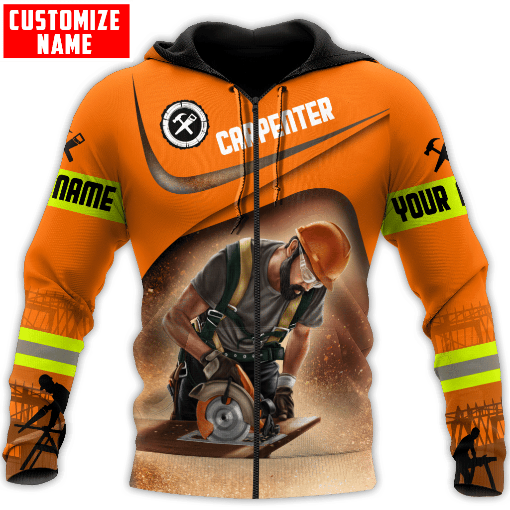 Personalized Name Carpenter Unisex Shirts Orange Ver