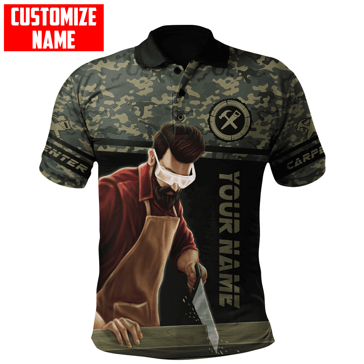 Personalized Name Carpenter Unisex Shirts Green Camo