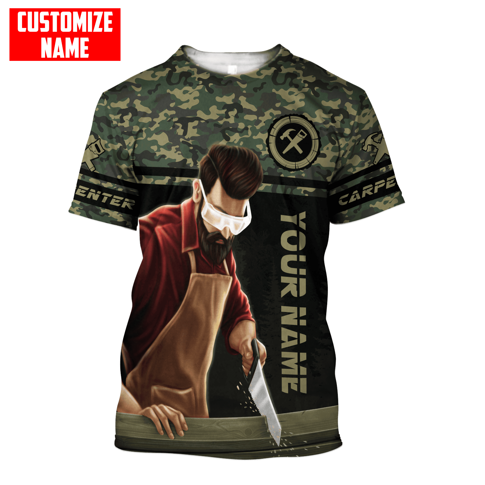 Personalized Name Carpenter Unisex Shirts Green Camo