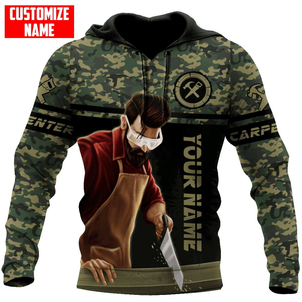 Personalized Name Carpenter Unisex Shirts Green Camo