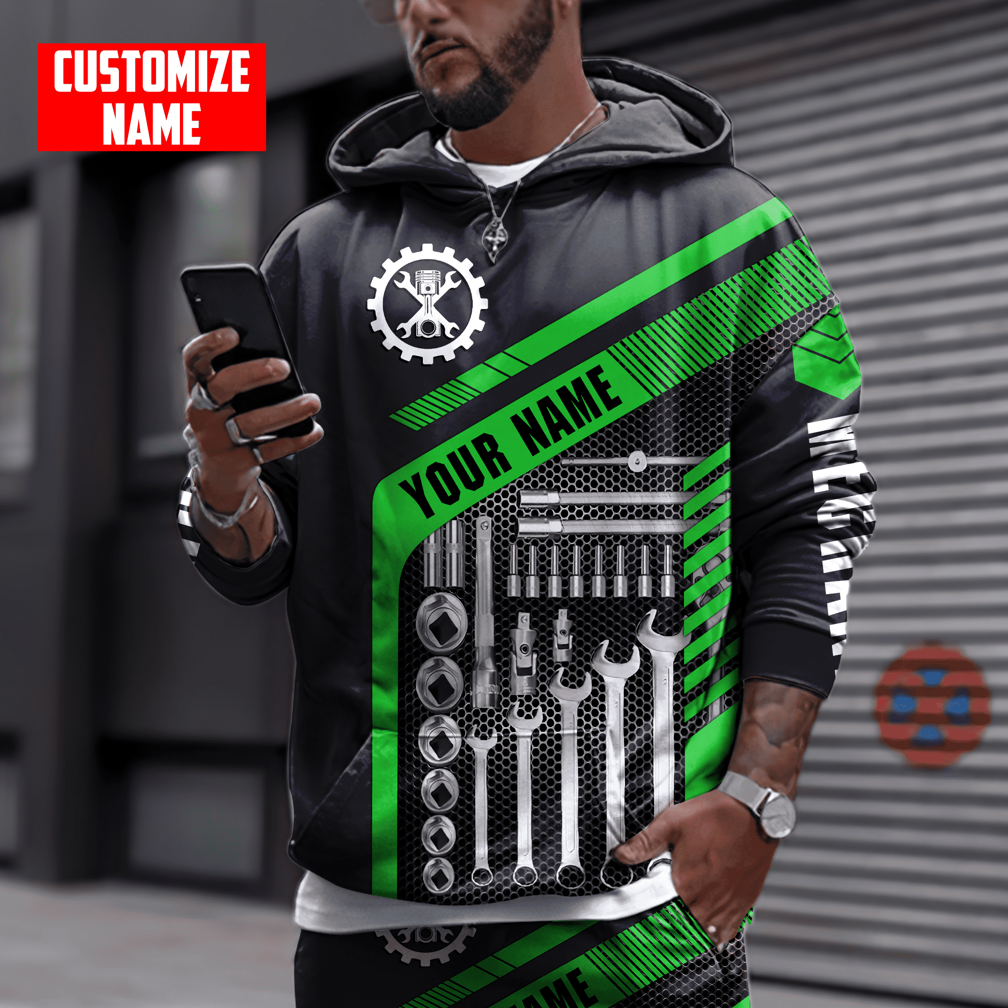 Personalized All Over Printed Mechanic Hoodie For Men and Women TN VP