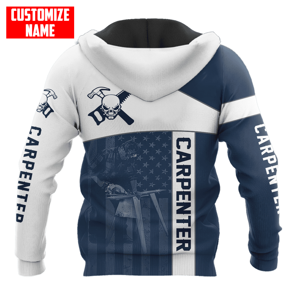 Personalized Name American Carpenter Unisex Shirts Blue