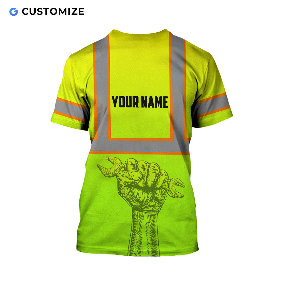 Cautious Green Mechanic Personalized Name And Flag 3D Over Printed Shirt No