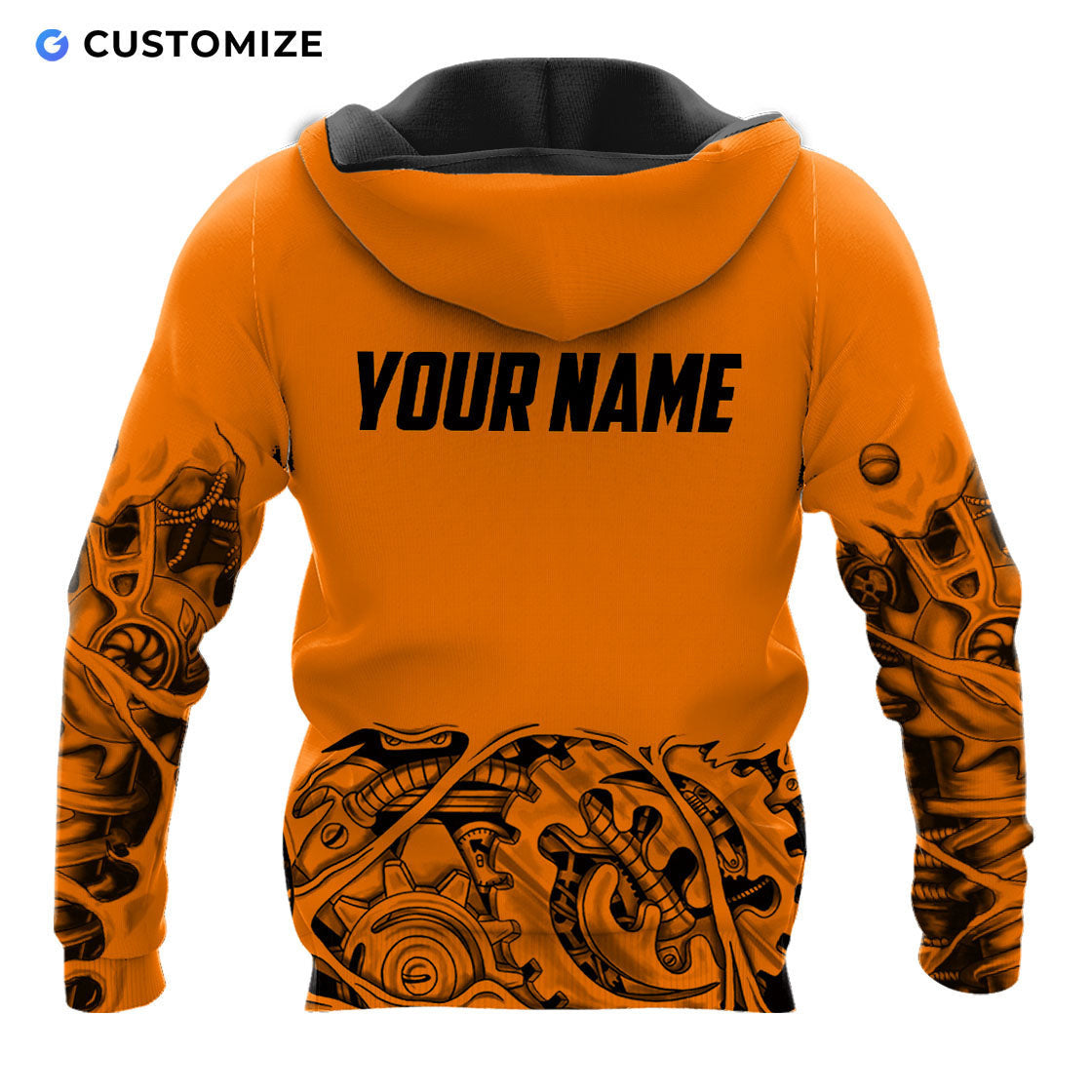 Orange Steampunk Mechanic Personalized Name Flag 3D Over Printed Shirts No