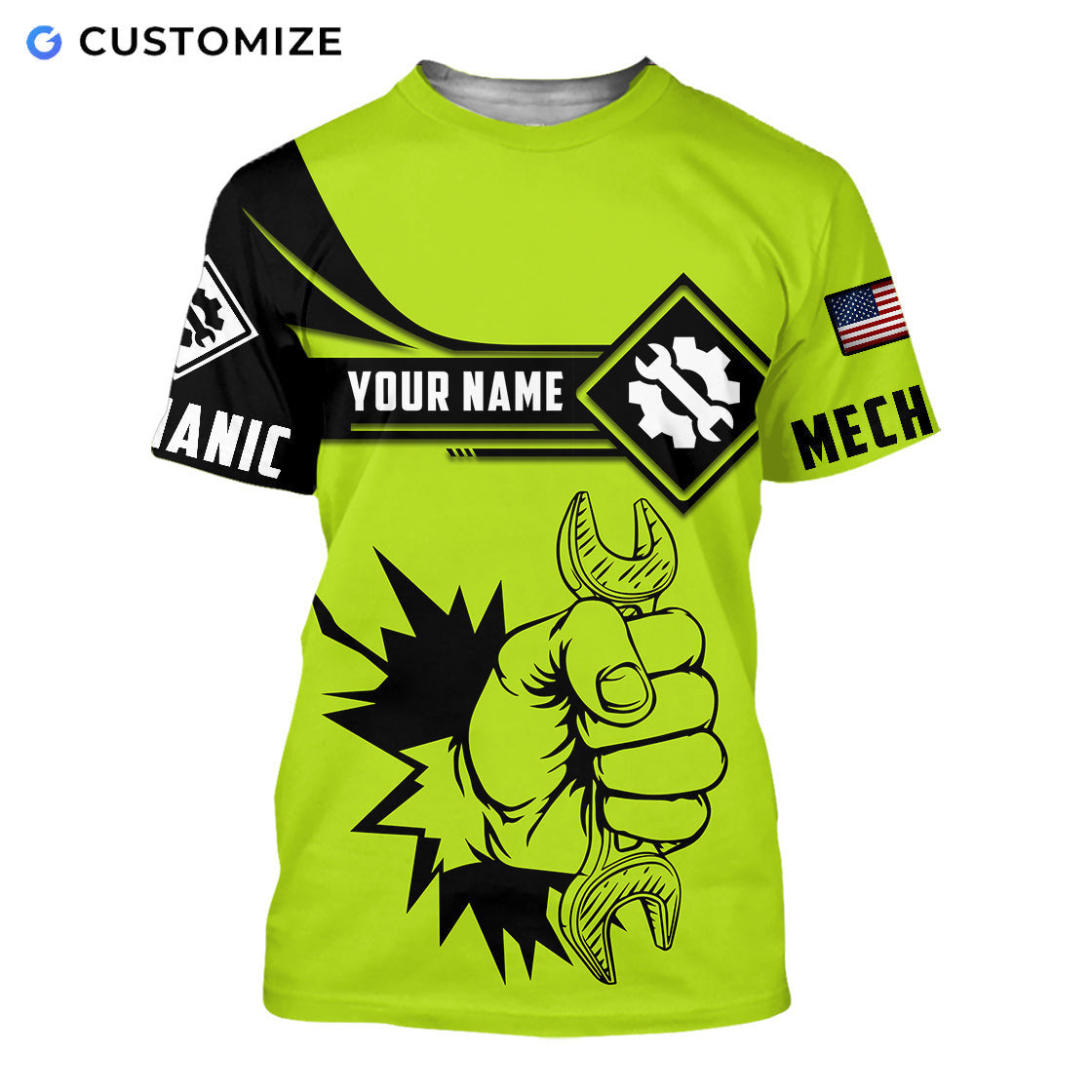 Mechanic Is My Choice Personalized Name Flag 3D Over Printed Shirts No