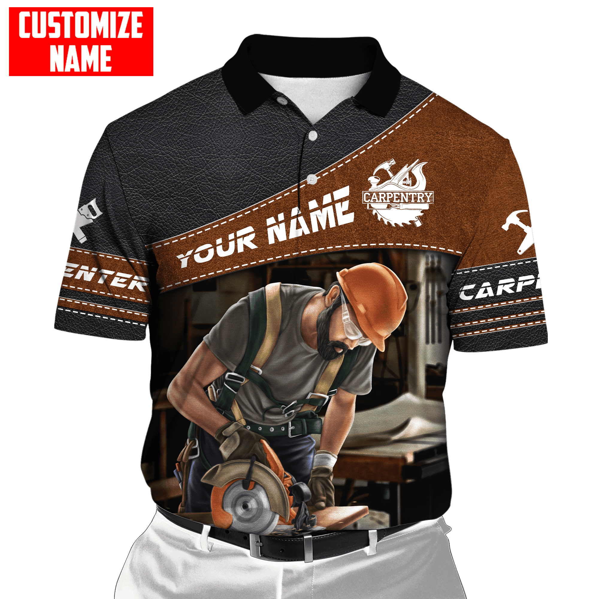 Personalized Name Carpenter Unisex Shirts Leather Texture Ver