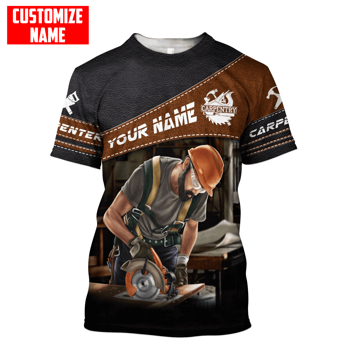 Personalized Name Carpenter Unisex Shirts Leather Texture Ver