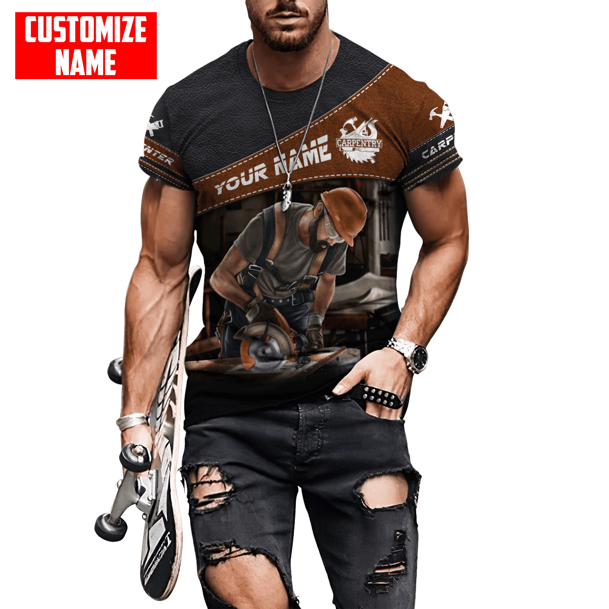 Personalized Name Carpenter Unisex Shirts Leather Texture Ver