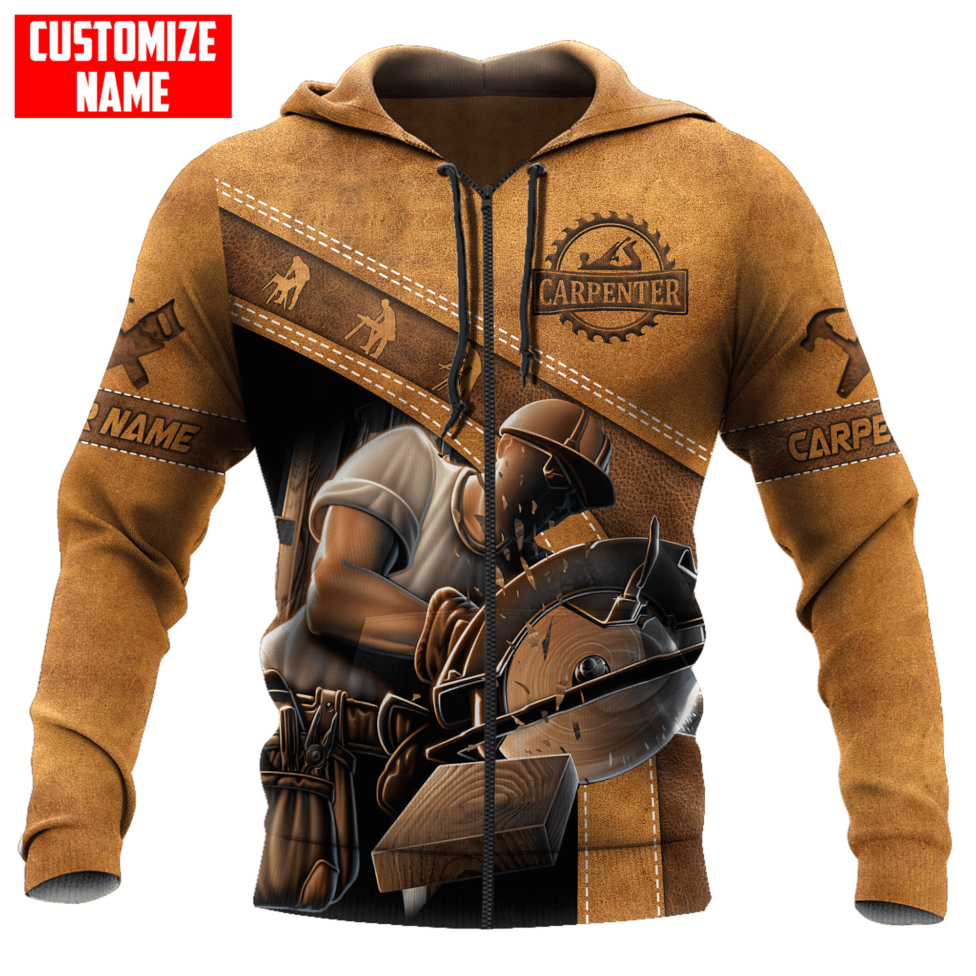 Personalized Name Carpenter Unisex Shirts Brown Leather Ver