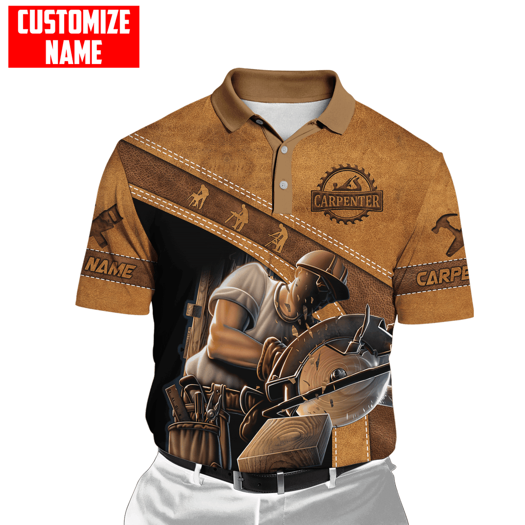 Personalized Name Carpenter Unisex Shirts Brown Leather Ver