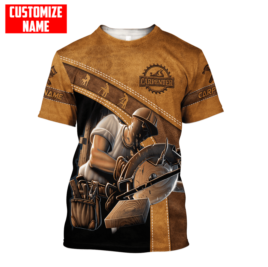 Personalized Name Carpenter Unisex Shirts Brown Leather Ver