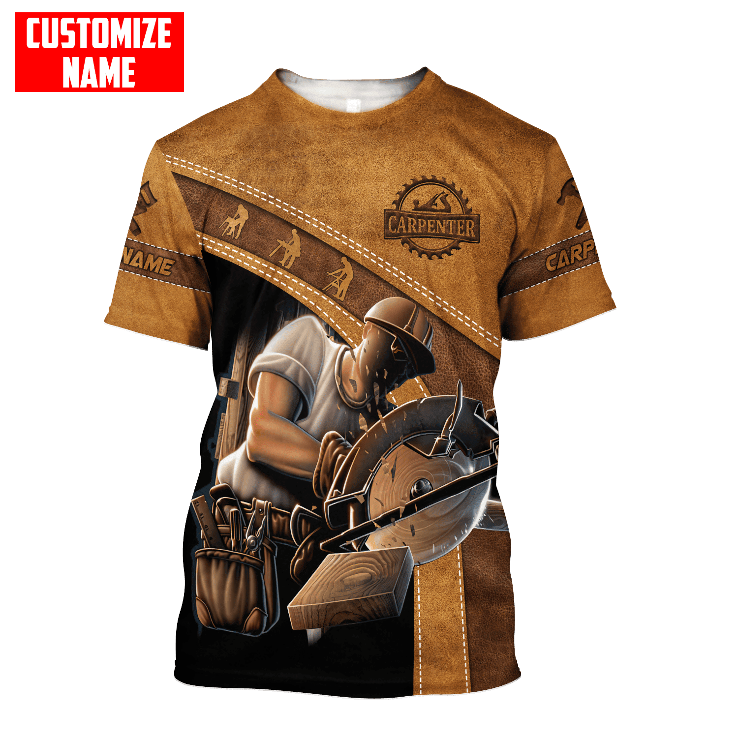 Personalized Name Carpenter Unisex Shirts Brown Leather Ver