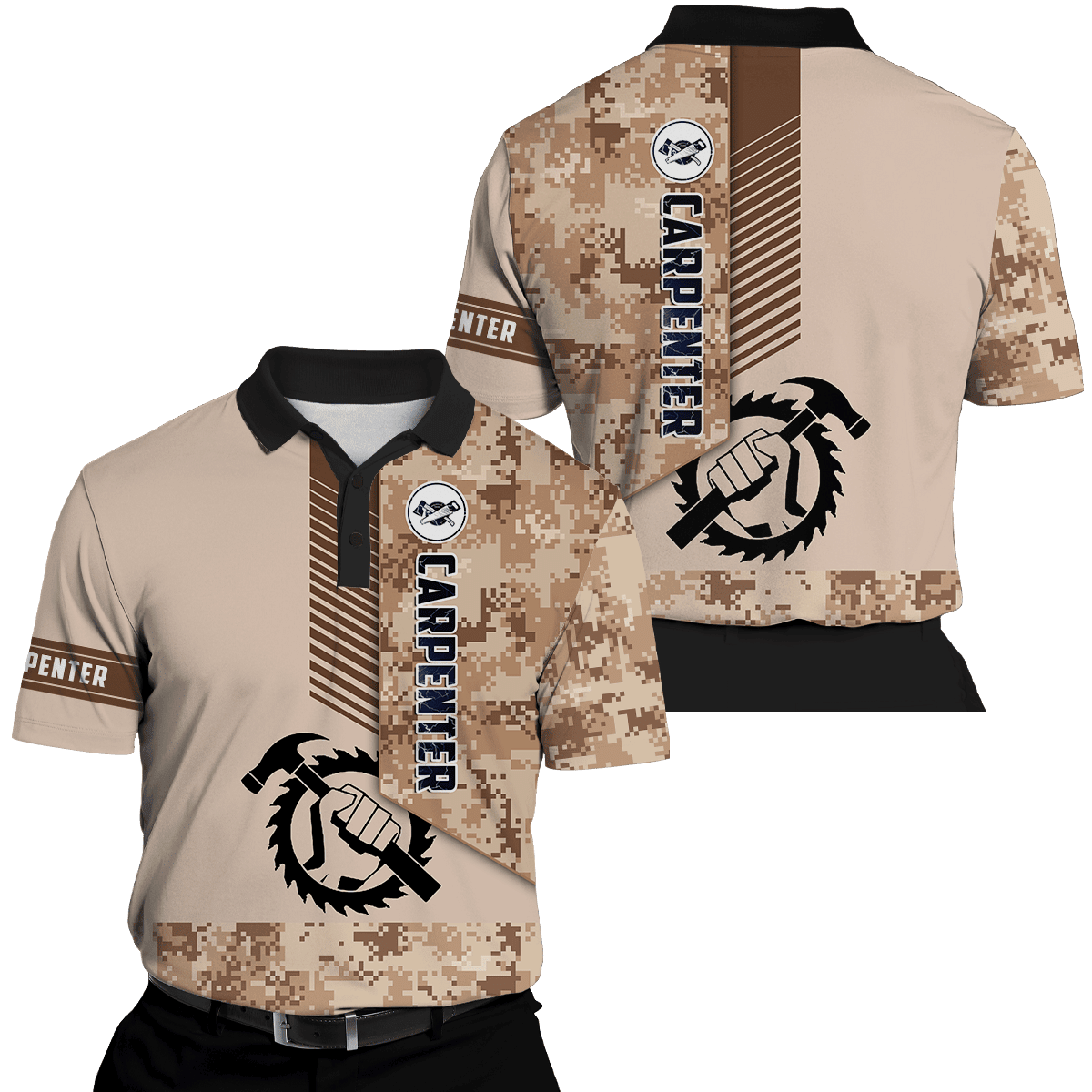 Personalized Name Carpenter Unisex Shirts Brown Camo