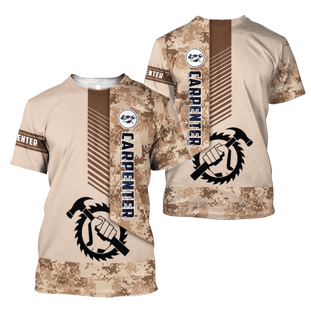 Personalized Name Carpenter Unisex Shirts Brown Camo