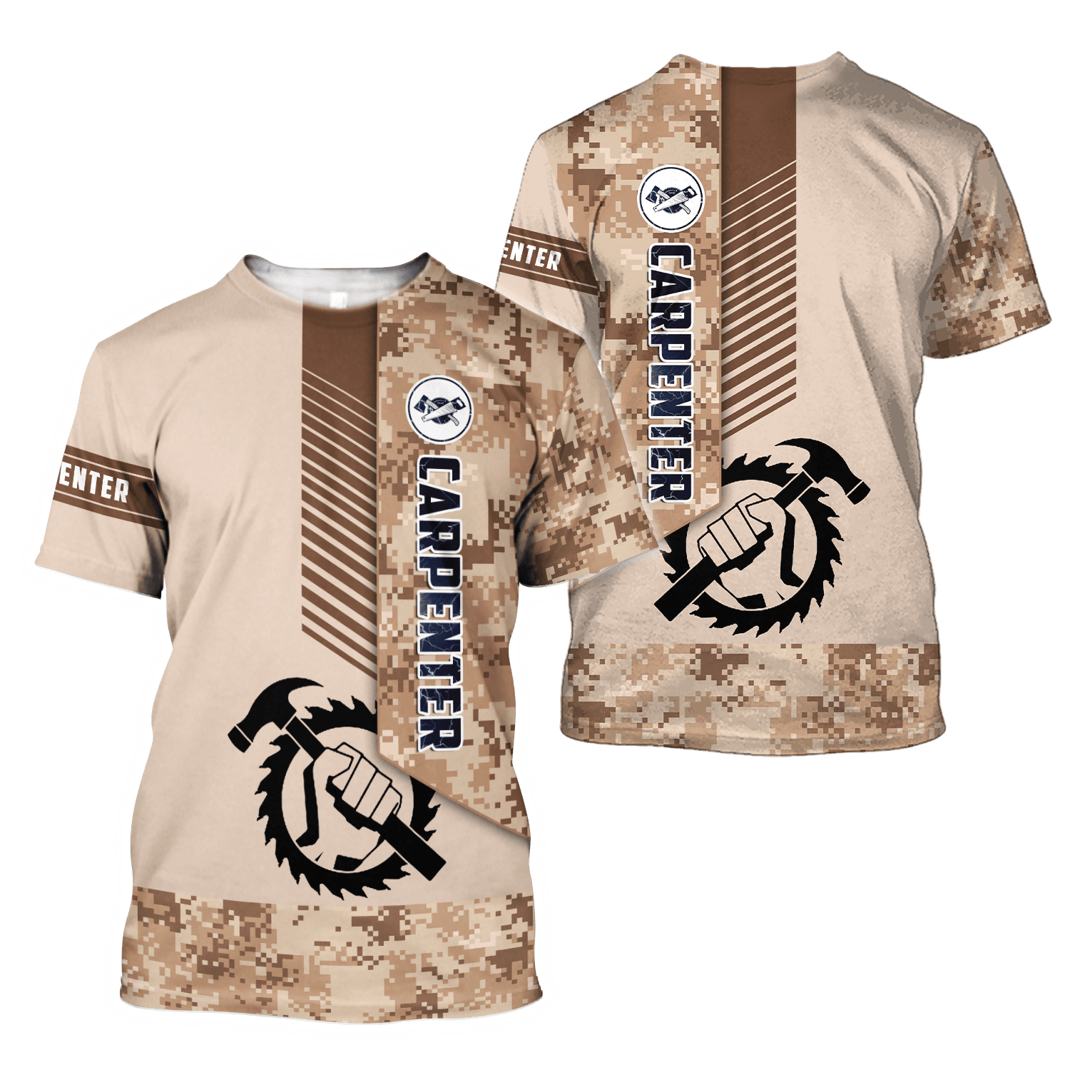 Personalized Name Carpenter Unisex Shirts Brown Camo