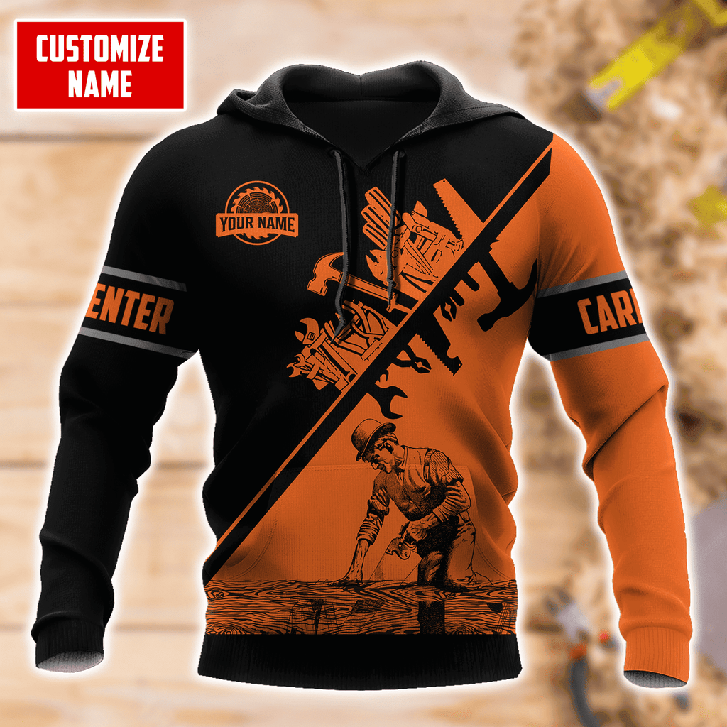 Personalized Name Carpenter Unisex Shirts Orange Tools