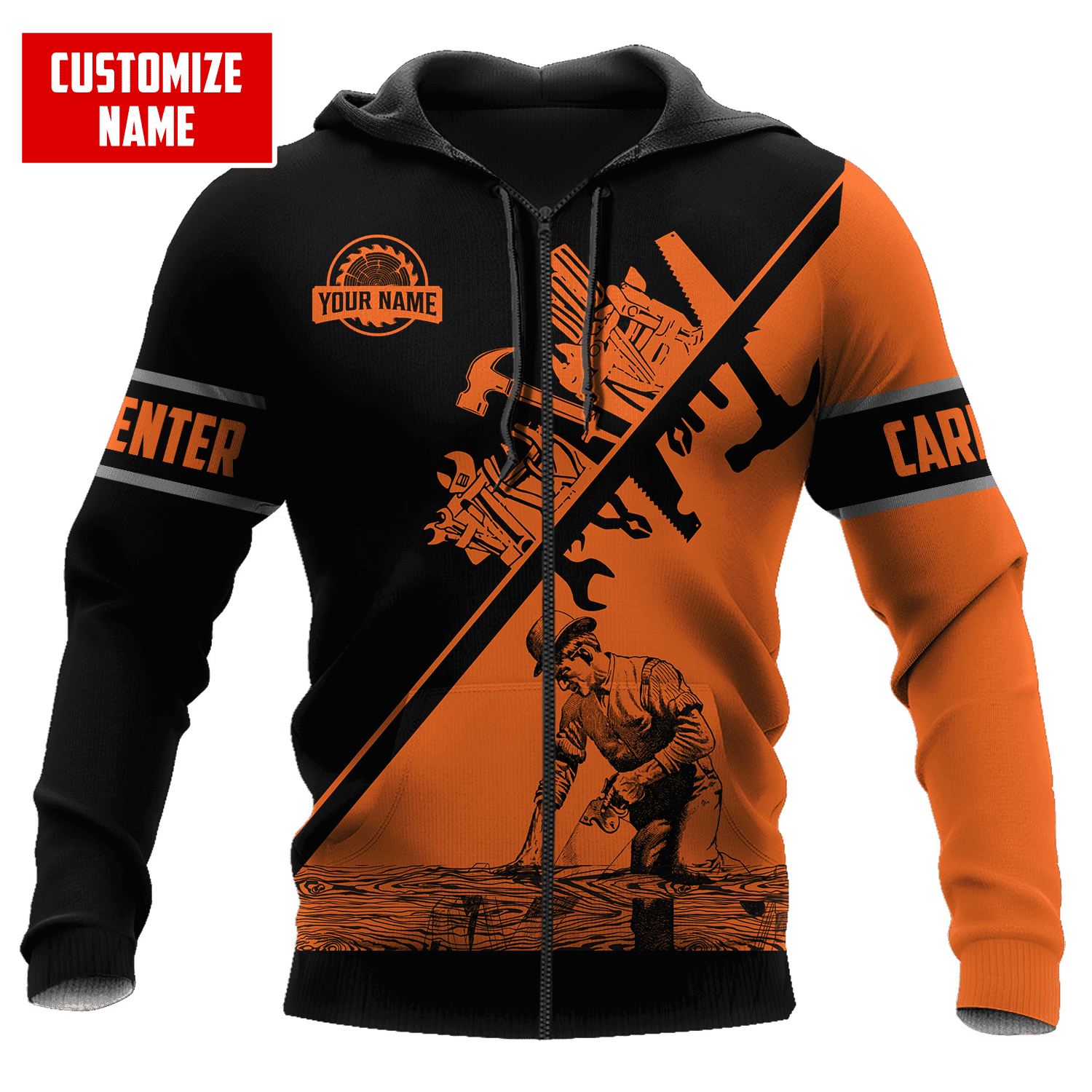 Personalized Name Carpenter Unisex Shirts Orange Tools