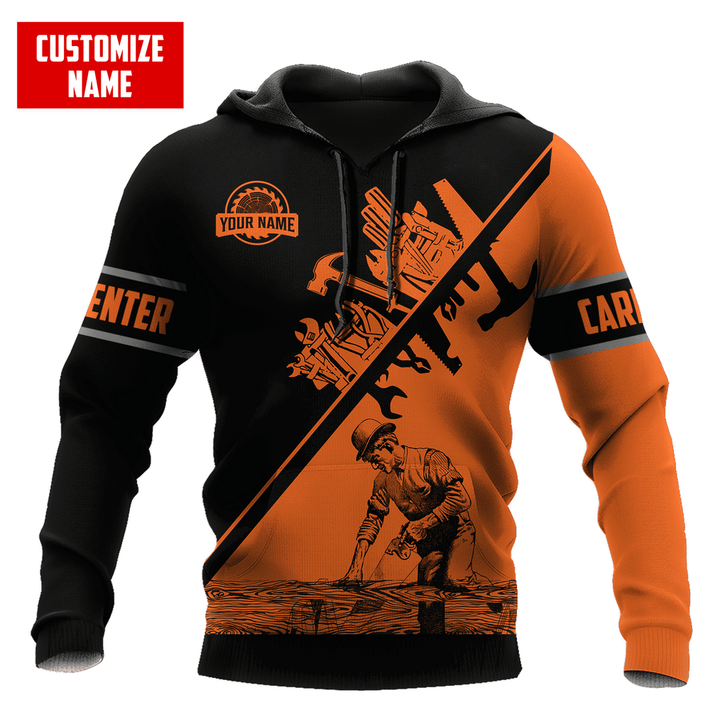 Personalized Name Carpenter Unisex Shirts Orange Tools