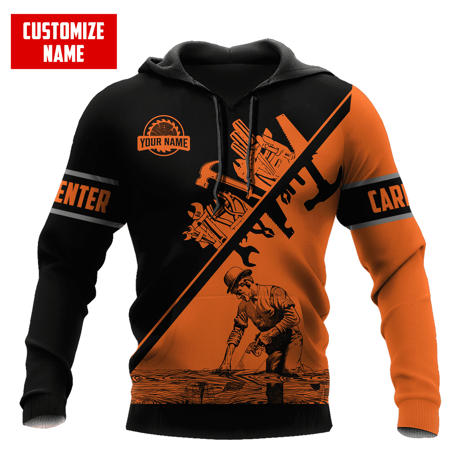 Personalized Name Carpenter Unisex Shirts Orange Tools