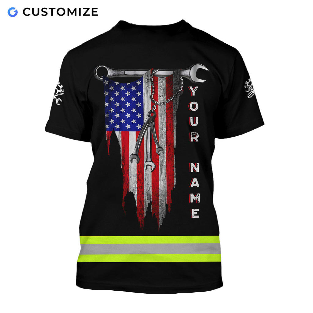 Proud To Be US Mechanic Personalized Name 3D Over Printed Shirts No