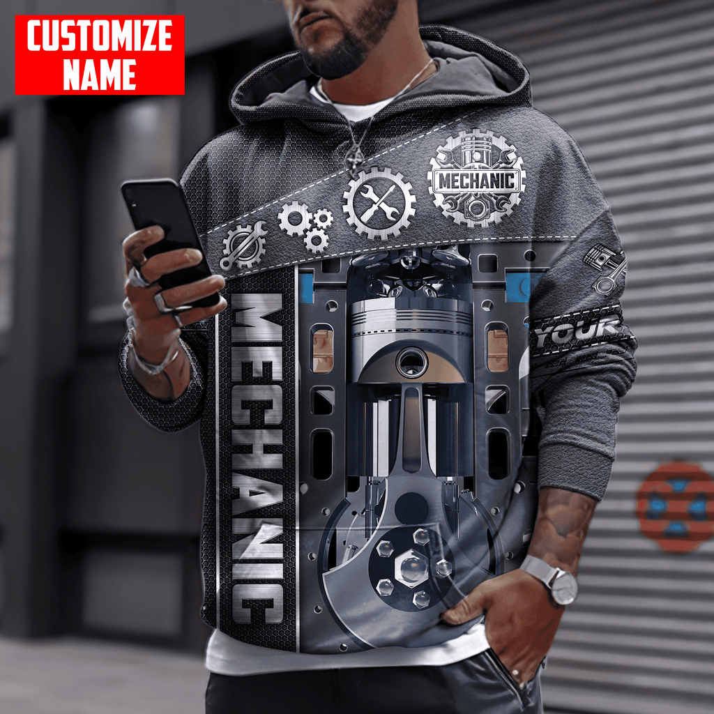 Personalized All Over Printed Mechanic Hoodie For Men and Women TN SN