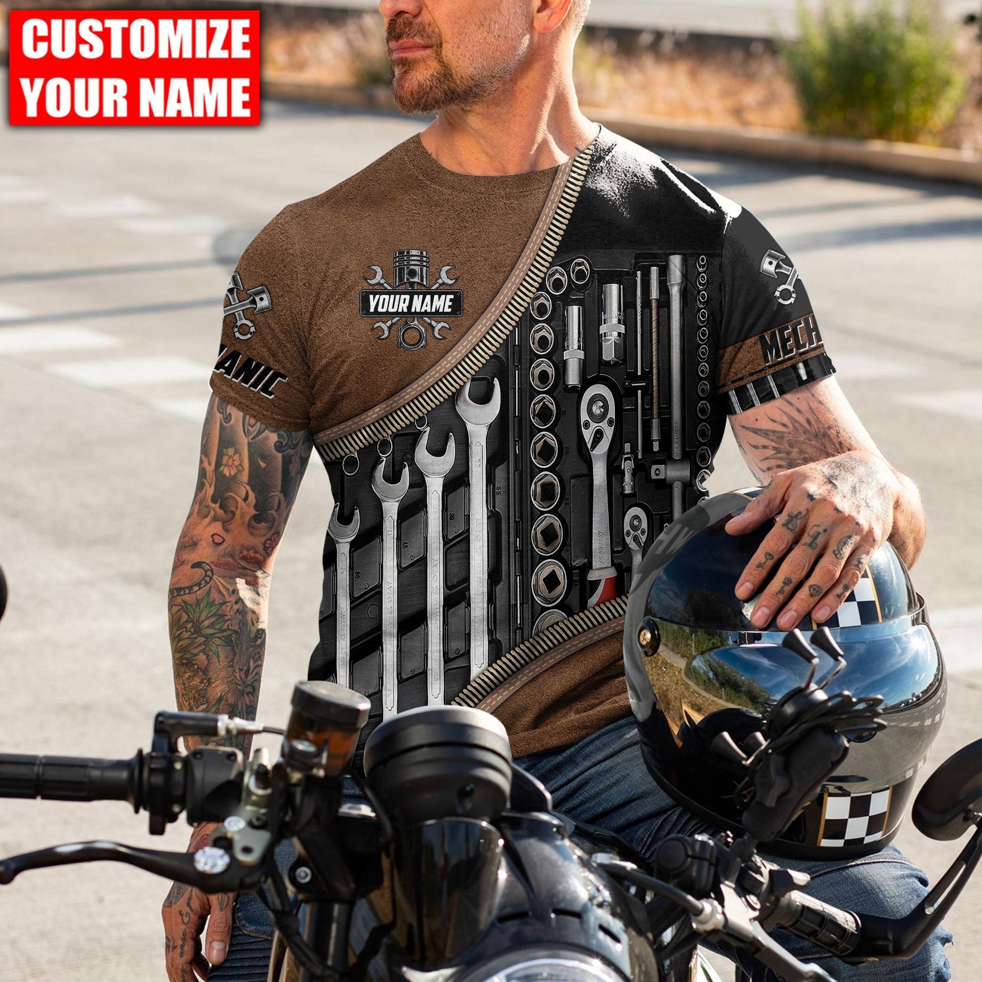 Personalized Name Mechanic Unisex Shirts Leather