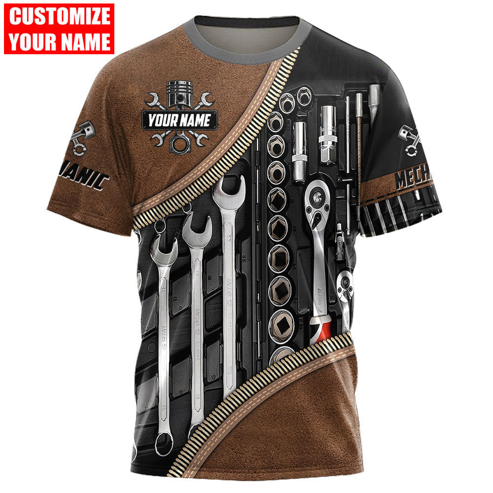 Personalized Name Mechanic Unisex Shirts Leather