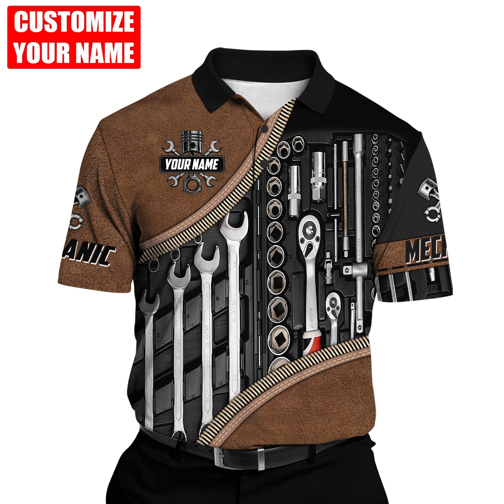 Personalized Name Mechanic Unisex Shirts Leather