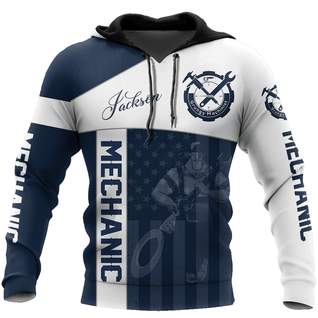 Personalized Name American Mechanic Unisex Shirts Blue