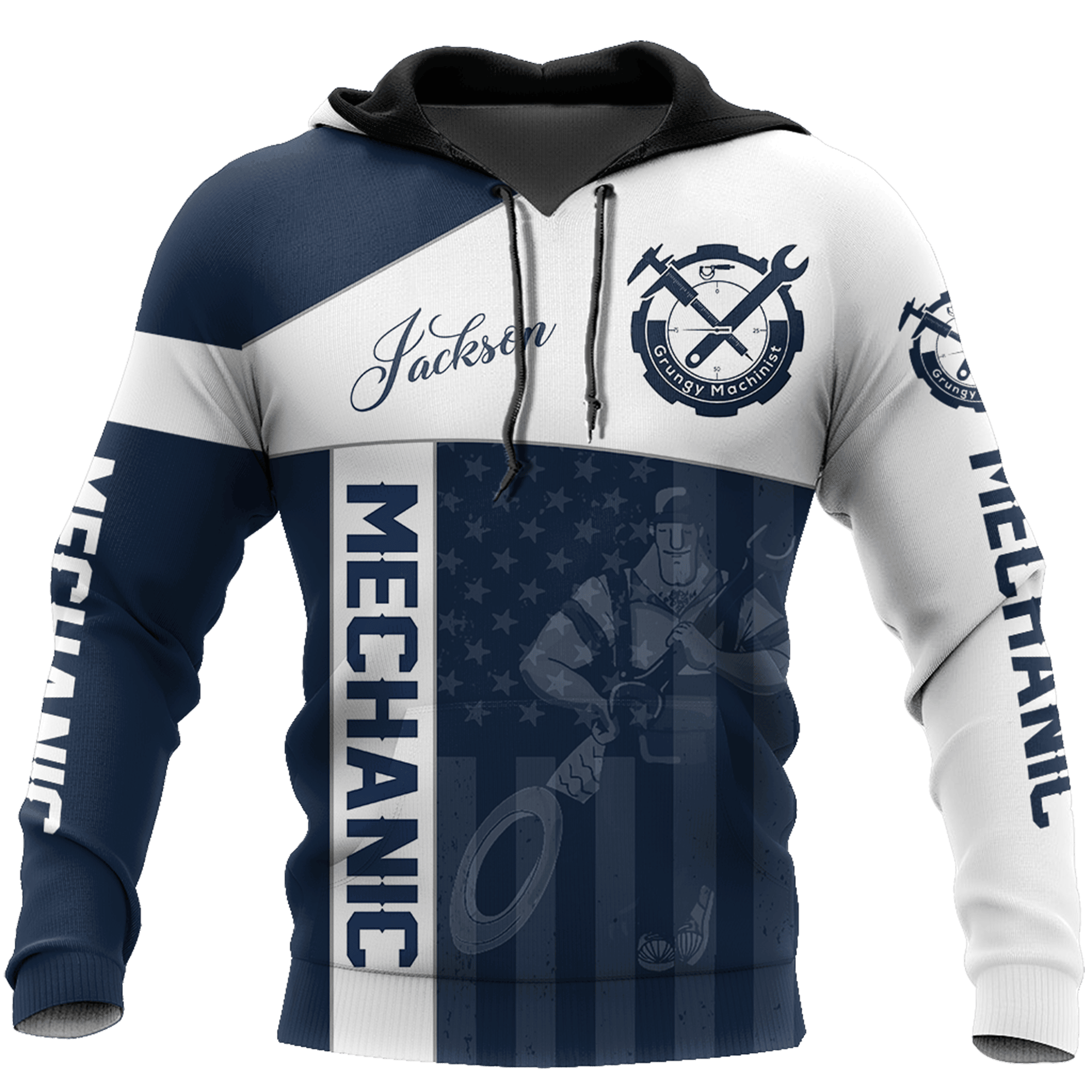 Personalized Name American Mechanic Unisex Shirts Blue