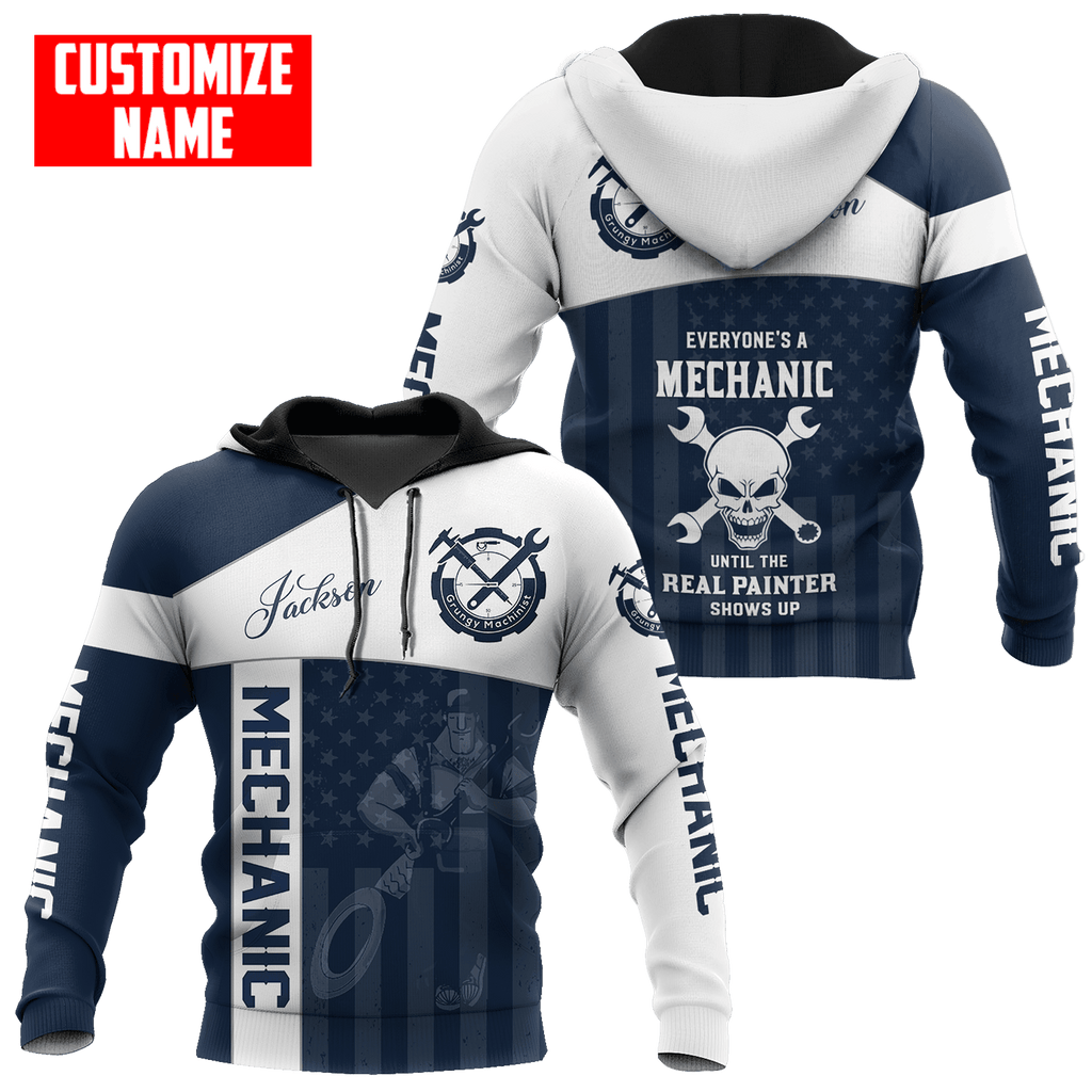 Personalized Name American Mechanic Unisex Shirts Blue