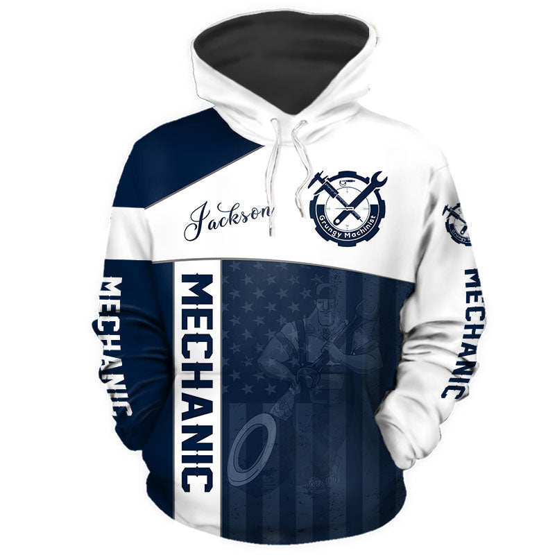 Personalized Name American Mechanic Unisex Shirts Blue