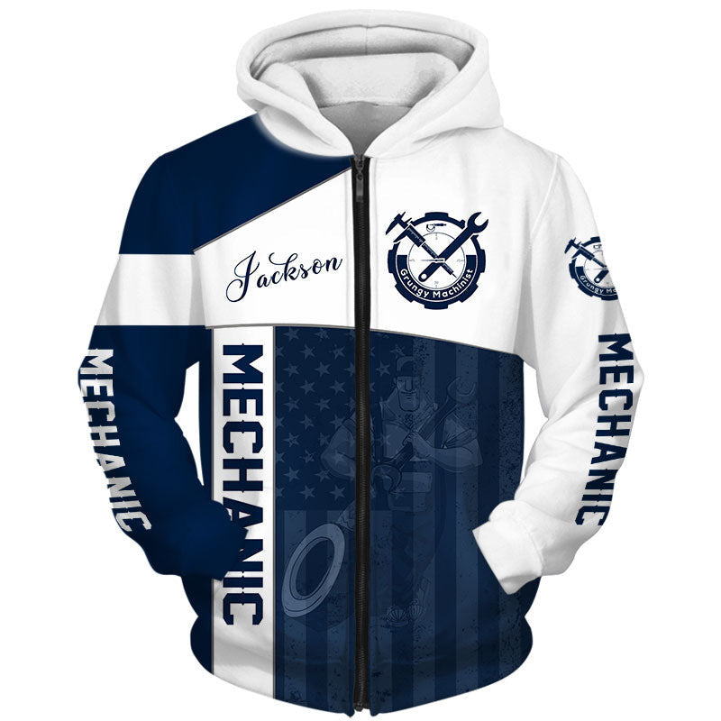 Personalized Name American Mechanic Unisex Shirts Blue